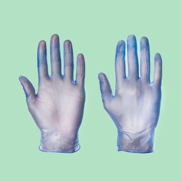 Large Blue Powdered Vinyl Gloves