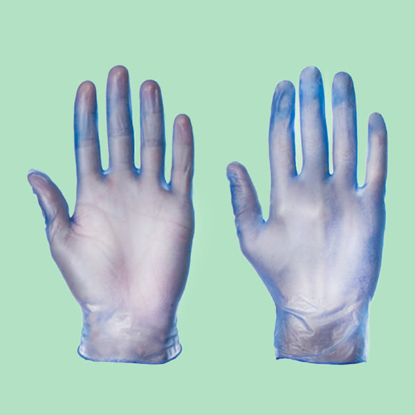 Extra Large Blue Powdered Vinyl Gloves